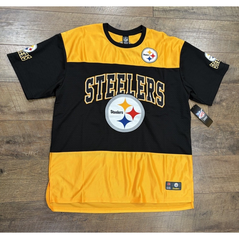 NWT Pittsburgh Steelers Embroidered Jersey Vintage‎ Style Large Yellow Black